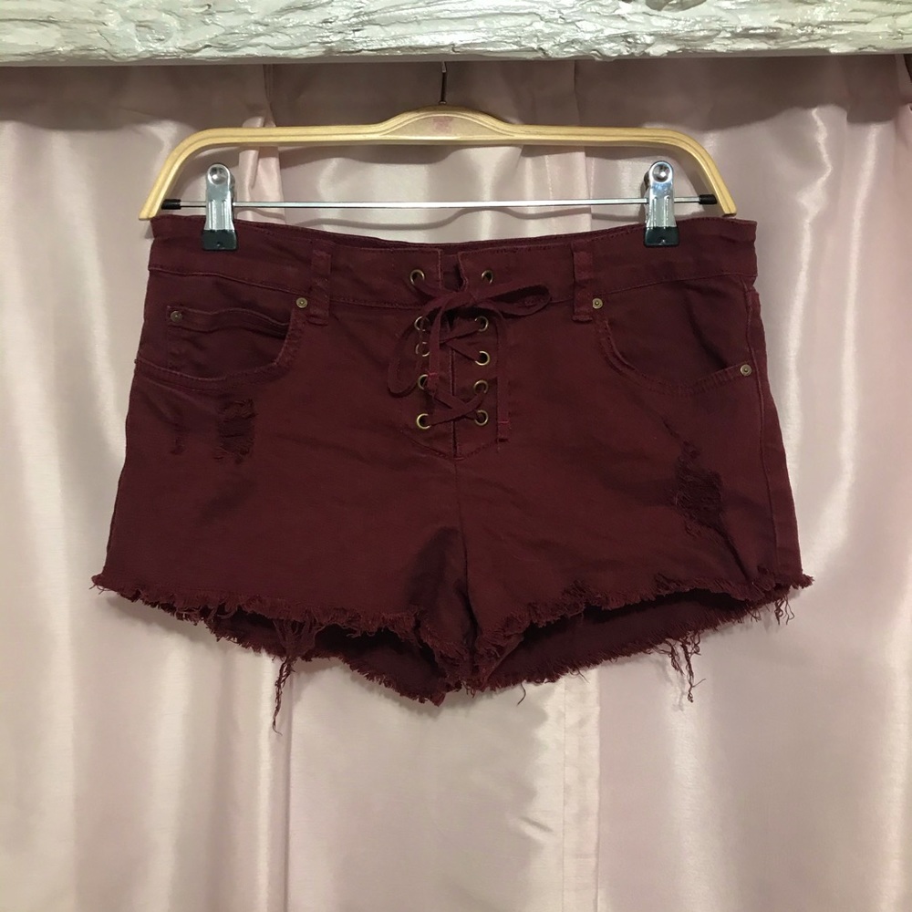 BILLABONG Distressed Maroon Shorts